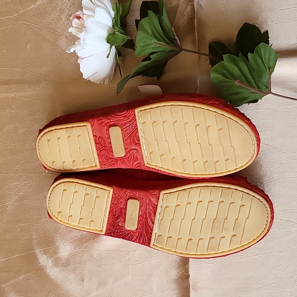 La Plume NWOB women's red leather slip on sandals made in Italy size 35 - Picture 3 of 7